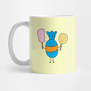 cute candy holding lollipop and cutton candy Mug